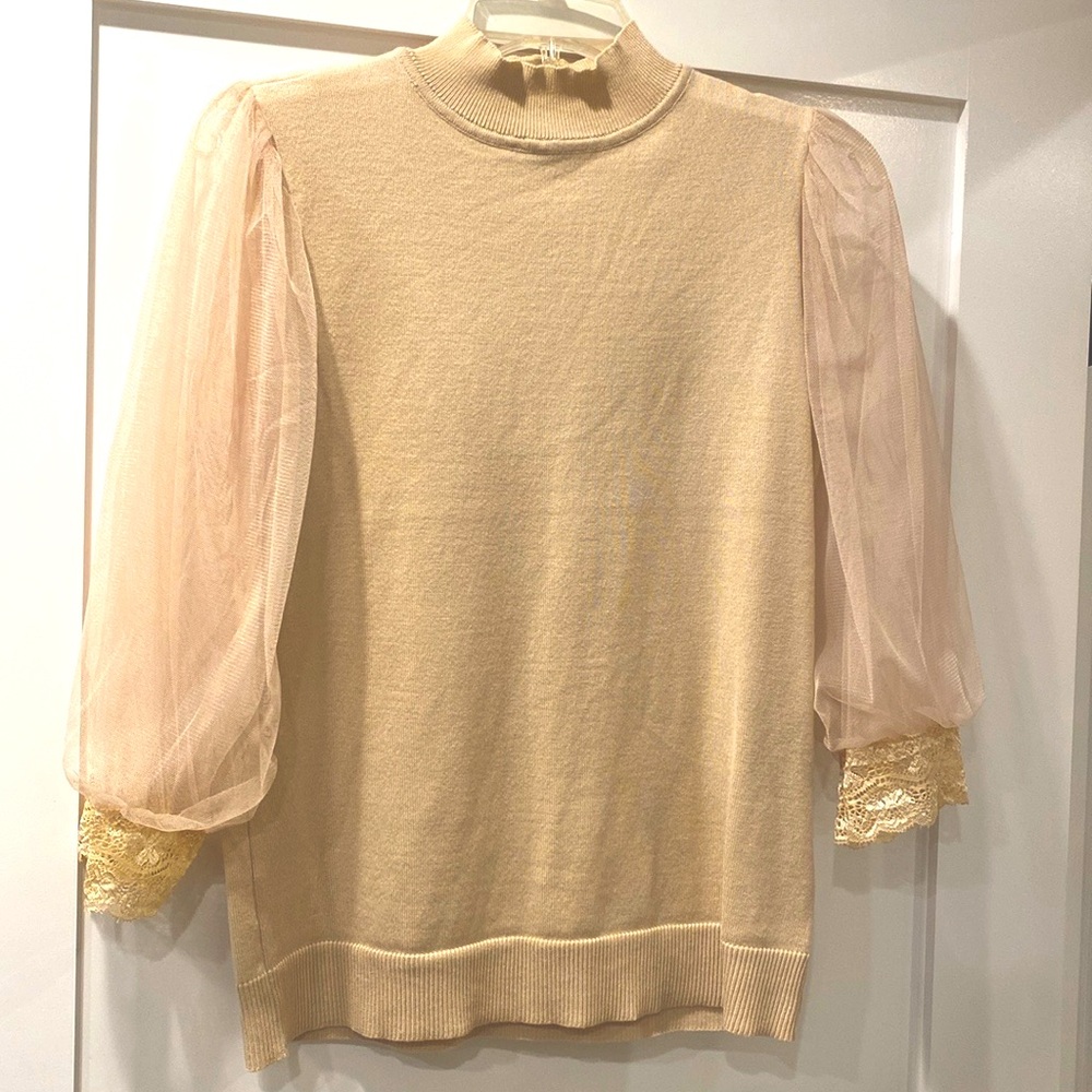 A Love Story Mock Neck Romantic Pullover Sheer Lace Elegant Regal Women’s Medium